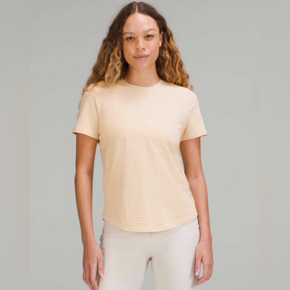 lululemon athletica Short Sleeve Tee in Light Peach Stripes